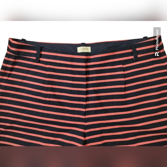 J.Crew casual short women's factory striped high rise navy blue orange size 12 - Picture 2 of 11